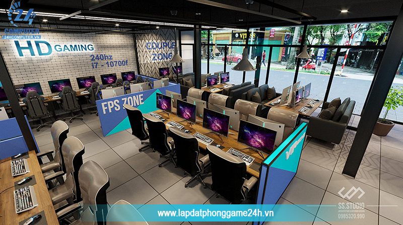 Thiết kế nội thất phòng net tại Hạ Long - HD Gaming